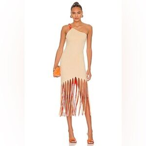 L’Acadmie Zane Midi Dress in Yellow and Orange- Size M NWT